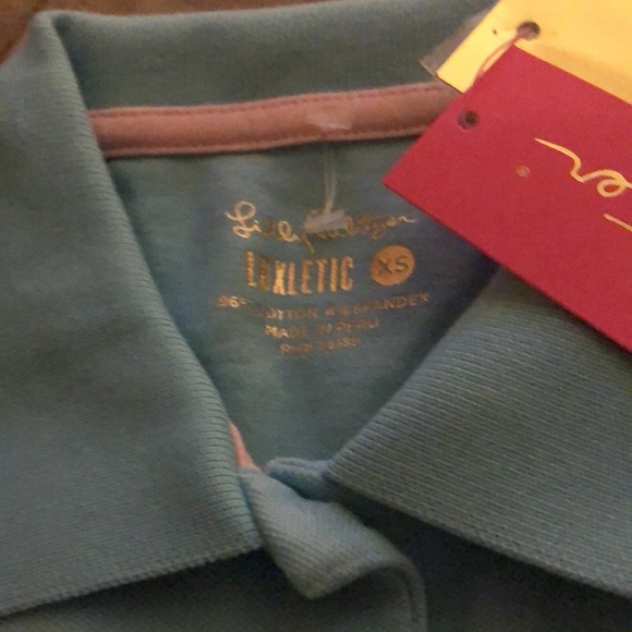 NWT Lilly Pulitzer Meredith Luxletic Short Sleeve Polo Bali Blue. Size xs. - Picture 5 of 10